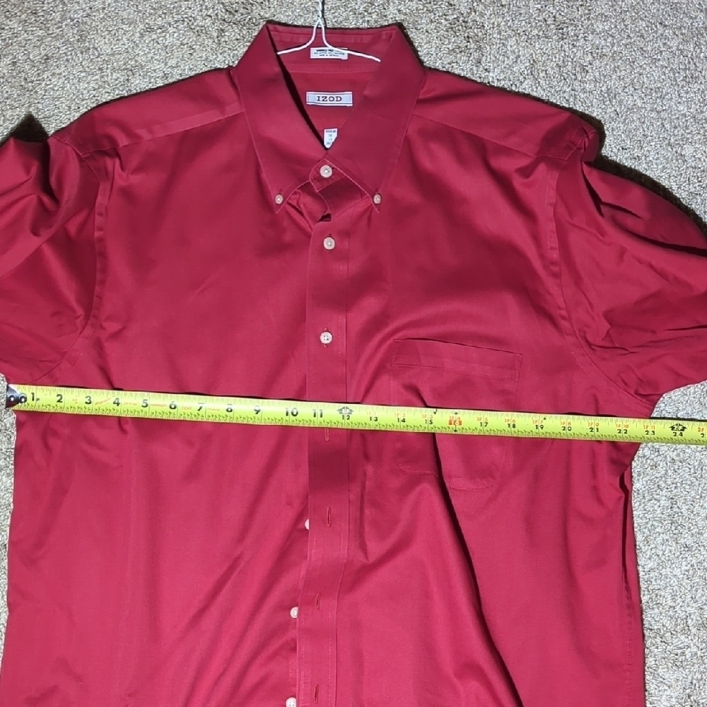 Izod Men's Deep Red Dress Shirt - Picture 5 of 7
